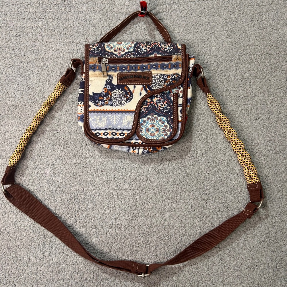 Union Bay Crossbody Bag Vintageโ 90s Small Multi Boho Indie Festival Elephant